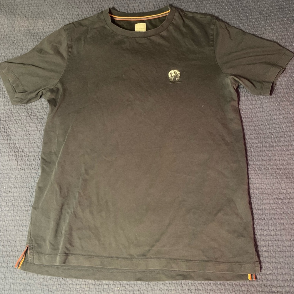 Paul Smith Mens T-Shirt Medium Black Logo Fitted Organic Cotton